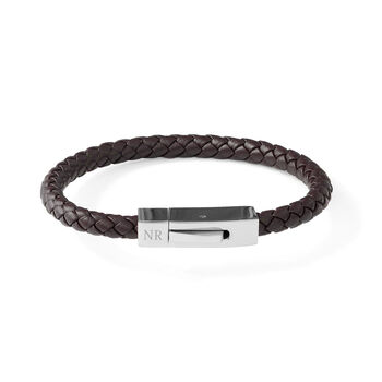 Personalised Men’s Contemporary Clasp Leather Bracelet, 8 of 8