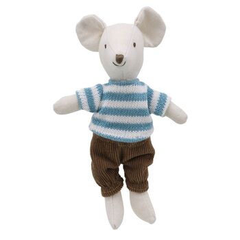 Little Linen Boy Mouse In Brown Trousers, 5 of 5