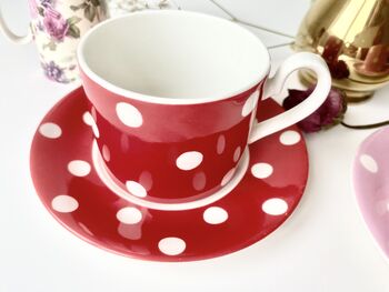 Cath Kidston Cup And Saucer Pink Spotted, 3 of 4