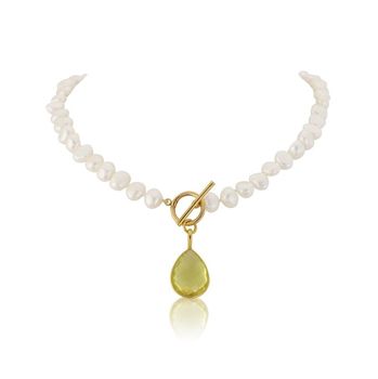 Mustique Pearl Necklace With Lavender Chalcedony Drop, 5 of 6