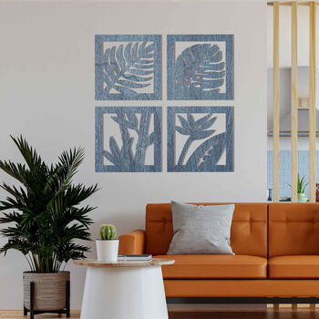 Quadrant Foliage: Four Panel Wooden Leaves Wall Art, 8 of 11