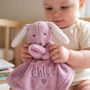 Personalised Pink Bunny Comforter New Baby Girl Gift, thumbnail 1 of 7