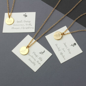 Etched Birth Flower Necklaces, 6 of 12