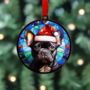 French Bulldog In Santa Hat Suncatcher Decoration, thumbnail 4 of 6