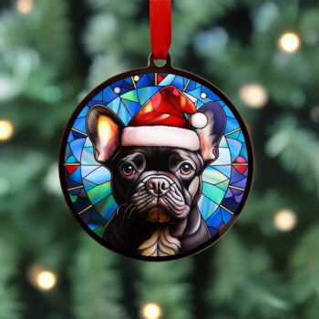 French Bulldog In Santa Hat Suncatcher Decoration, 4 of 6