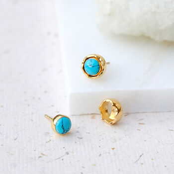 Maya Turquoise Stud Earrings Sterling Silver Or Gold Plated, 2 of 12