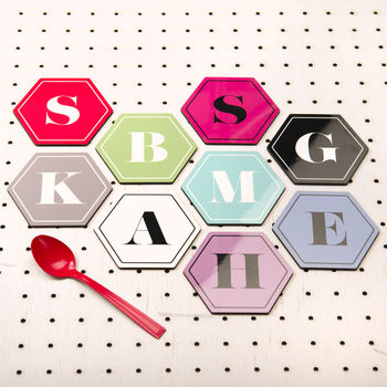 Personalised Hexagonal Monogram Coasters, 2 of 5