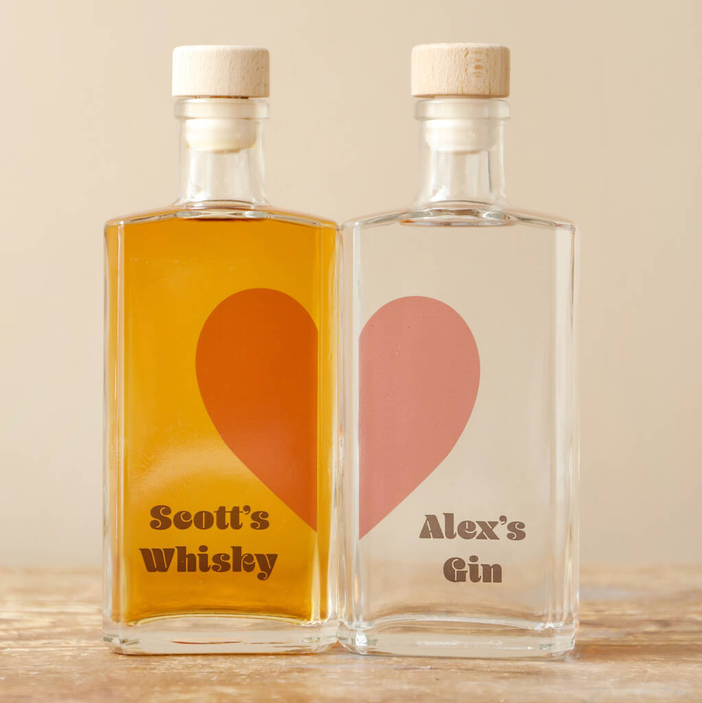Personalised Pair Of 20cl Heart Couples' Spirits, 1 of 9