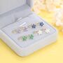 Sterling Silver Cz Flower Huggie Hoop Earrings, thumbnail 5 of 12