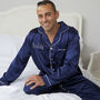 Men's Personalised Navy Satin Pyjamas, thumbnail 2 of 3