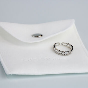 Sterling Silver Ornate Double Band Adjustable Ring, 7 of 7