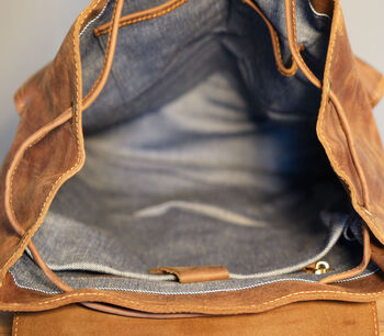 Vintage Look Genuine Leather Backpack, 10 of 12