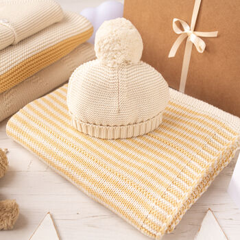 Unisex Fine Striped Knitted Baby Blanket, 3 of 12