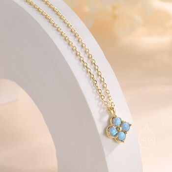 Blue Opal Hydrangea Pendant Necklace, 6 of 12