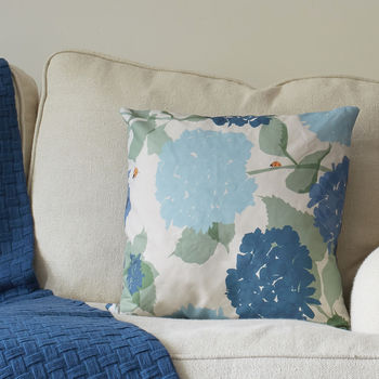 Blue Floral Hydrangea Cushion, 2 of 5