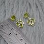 Peridot Earrings: Silver, Floral Dangle Drop, thumbnail 4 of 8