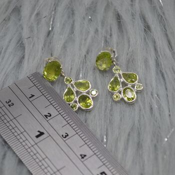 Peridot Earrings: Silver, Floral Dangle Drop, 4 of 8