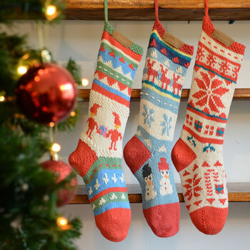 Hand Knitted Christmas Stockings In Organic Cotton, 2 of 7