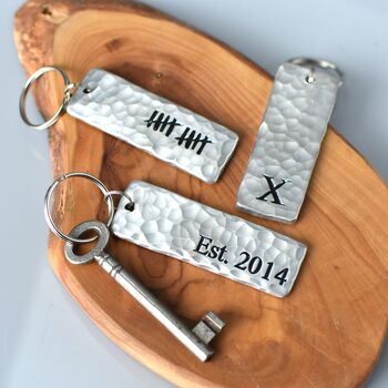 Aluminium 10th Anniversary Tally Marks Keyring, 3 of 12