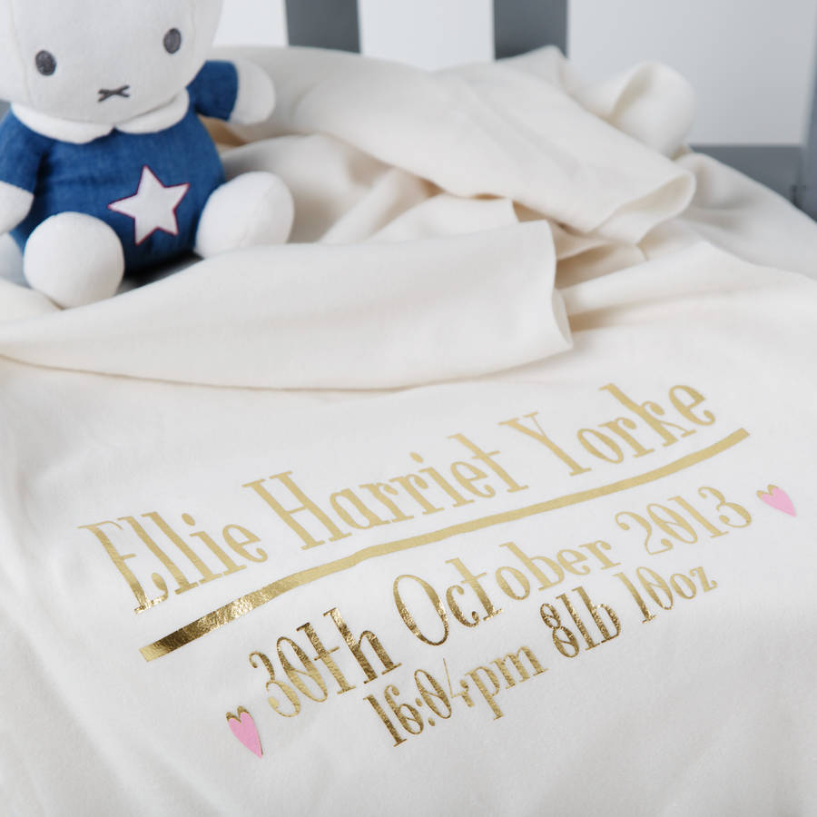 Personalised Christening Or New Baby Bed Throw Blanket By Baby Yorke