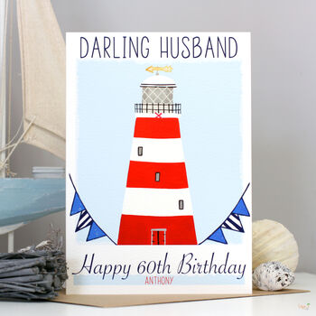 Personalised Lighthouse Age Birthday Card, 7 of 12