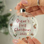 Personalised First Christmas Glass Bauble, thumbnail 3 of 4