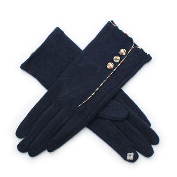 Merino Wool Touch Screen Gloves With Tartan Buttons, 5 of 9