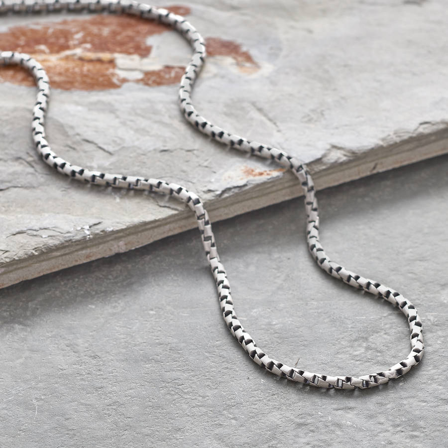 men's sterling silver box link chain necklace by hurleyburley man ...