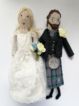 Personalised Knitted Bride And Groom Doll Keepsake, 6 of 9