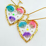 Heart Earrings With Colourful Gypsophila Flowers, thumbnail 1 of 11