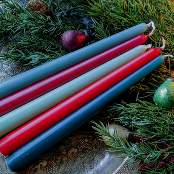 Eight Or Ten Tapered Dinner Candles 22mm Classic Christmas, 3 of 5