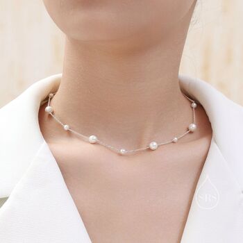 Mother Of Pearl Choker Necklace In Sterling Silver, 3 of 9