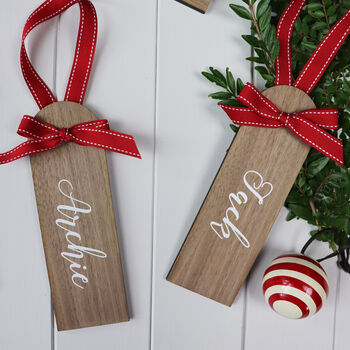 Pure White Santa Stocking With Personalised Wooden Tag, 5 of 11