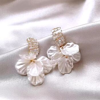 Monaco D’or Gold Crystal Flower Pearl Gift Drop Earrings, 2 of 3