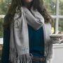 Personalised Embroidered Name Grey Big Cashmere Scarf, thumbnail 3 of 10