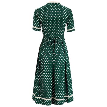 Francoise Dress In Green Polka Vintage 1940s Style, 2 of 3