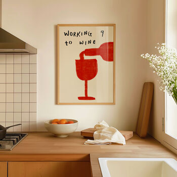 Working Nine To Wine Funny Kitchen Wall Art, 2 of 8