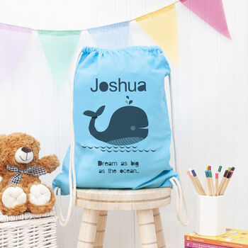 Personalised Children's Whale Pe Kit Bag, 2 of 12