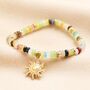 Semi Precious Beaded Sun Charm Bracelet In Gold, thumbnail 1 of 4