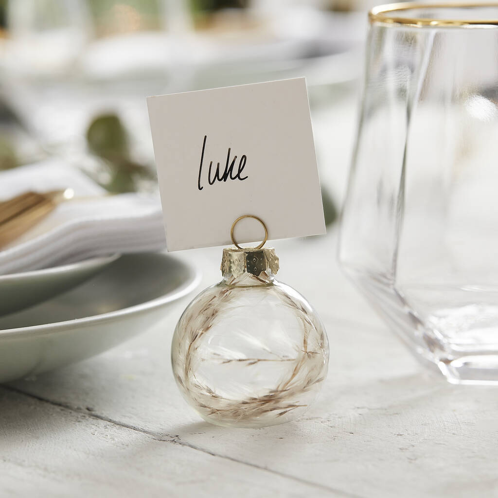 Glass Bauble Place Card Holders With Pampas Grass, 1 of 3