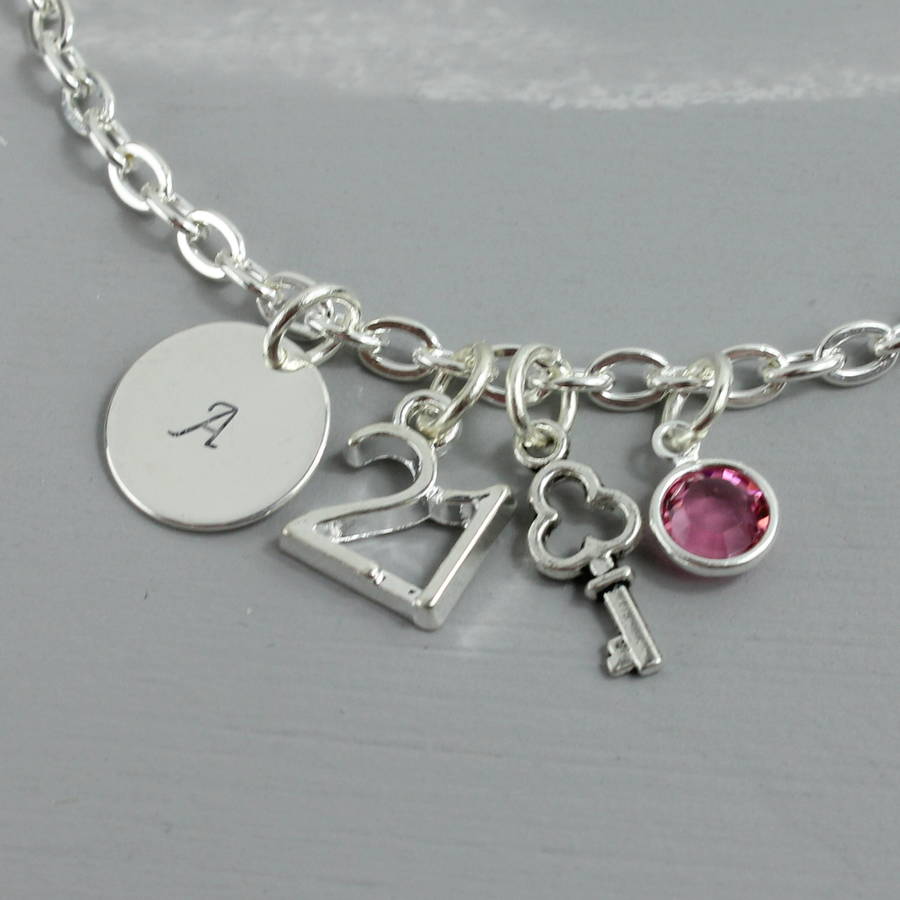 21st Birthday Personalised Charm Bracelet By Joy by Corrine Smith