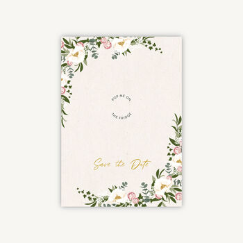 Floral Hoop Wooden Magnet Save The Date, 2 of 6