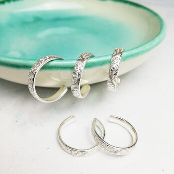 Sterling Silver Lace Texture Toe Ring, 3 of 4