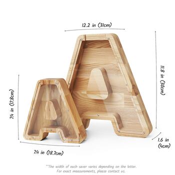 Personalized Piggy Bank, Wooden Kids Letters, 6 of 10