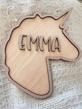 Unicorn Door Sign For Girls Bedroom Decoration For Kids Nursery, 5 of 8