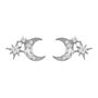 Moon And Starburst Stud Plated Silver Earrings, thumbnail 5 of 7
