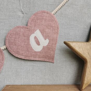 Heart Shaped Bunting In Dusky Pink For Girls Baby Room, 7 of 12
