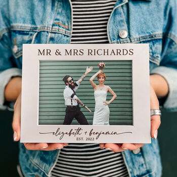 Personalised Wedding Photo Frame Mr And Mrs Gift, 10 of 10