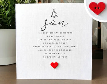 Personalised Handmade Christmas Card For Special Son, 2 of 4