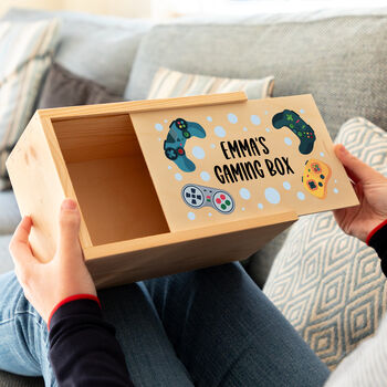 Personalised Gaming Box With Sliding Lid Gift For Gamer, 2 of 5